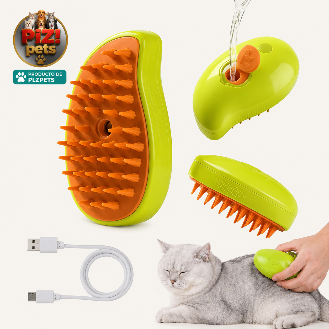Cepillo a vapor para mascotas 3 en 1