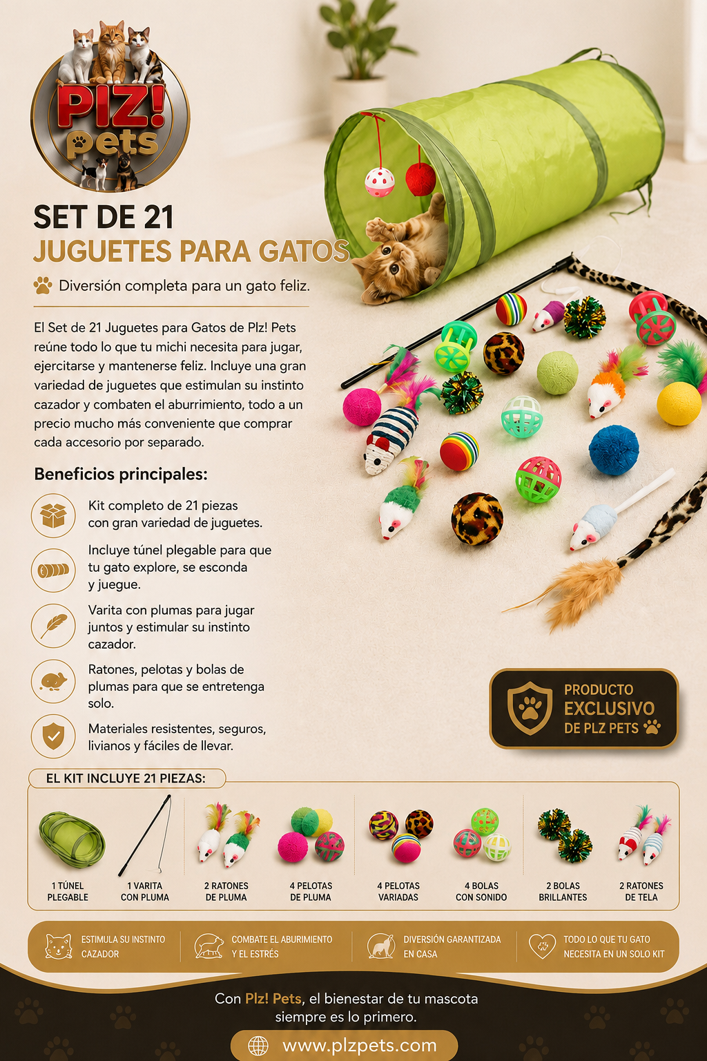 Set de 21 juguetes para gatos