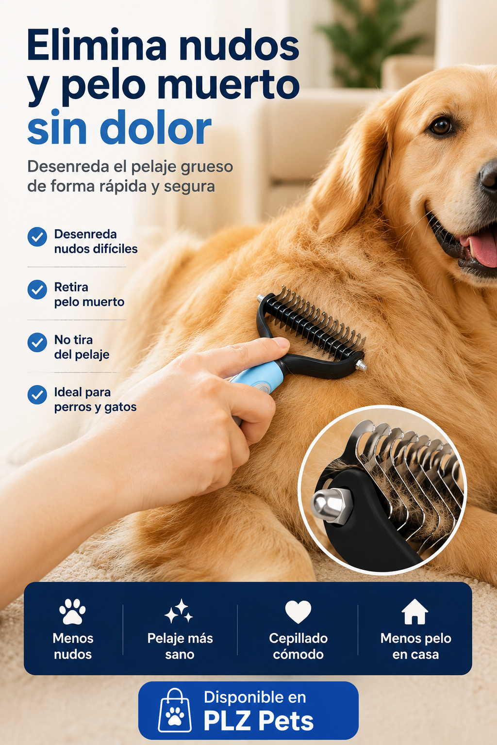 Cepillo antinudos para mascotas