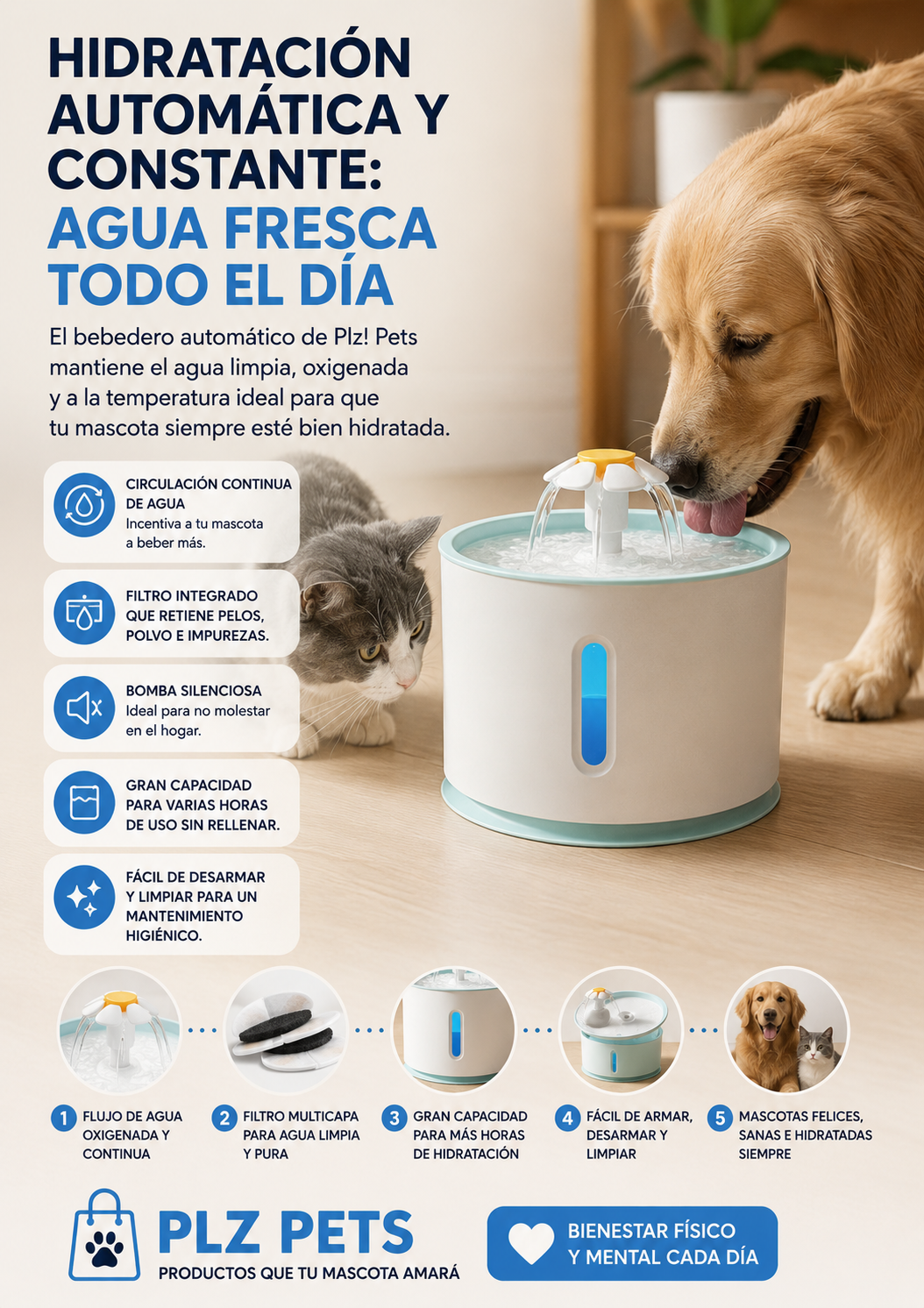 Bebedero automático para perros y gatos