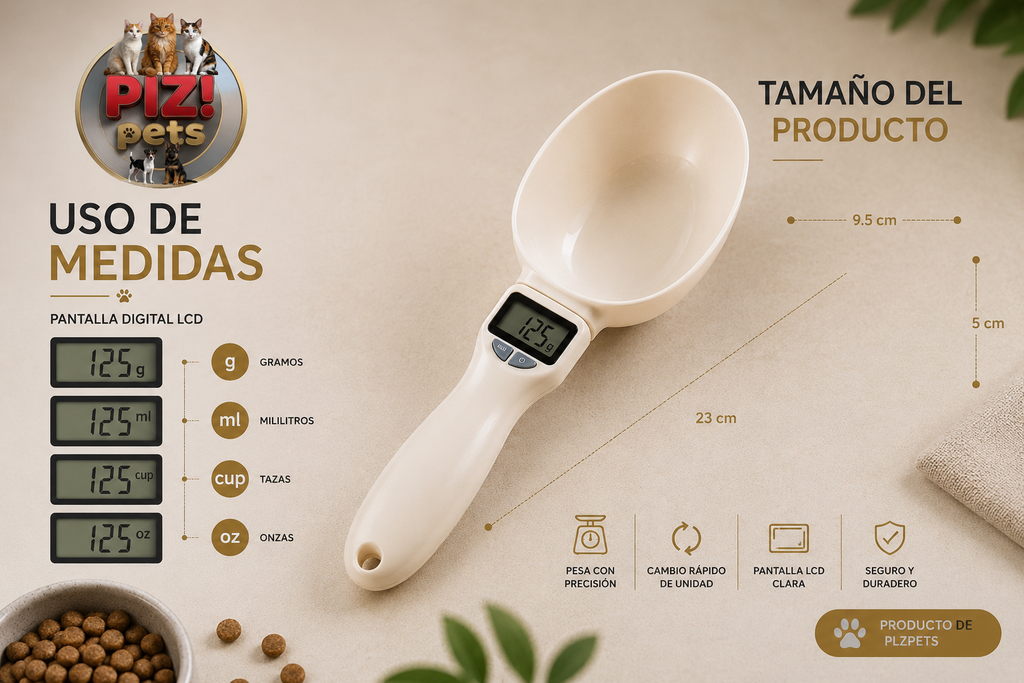 Cuchara digital pesa alimentos para mascotas