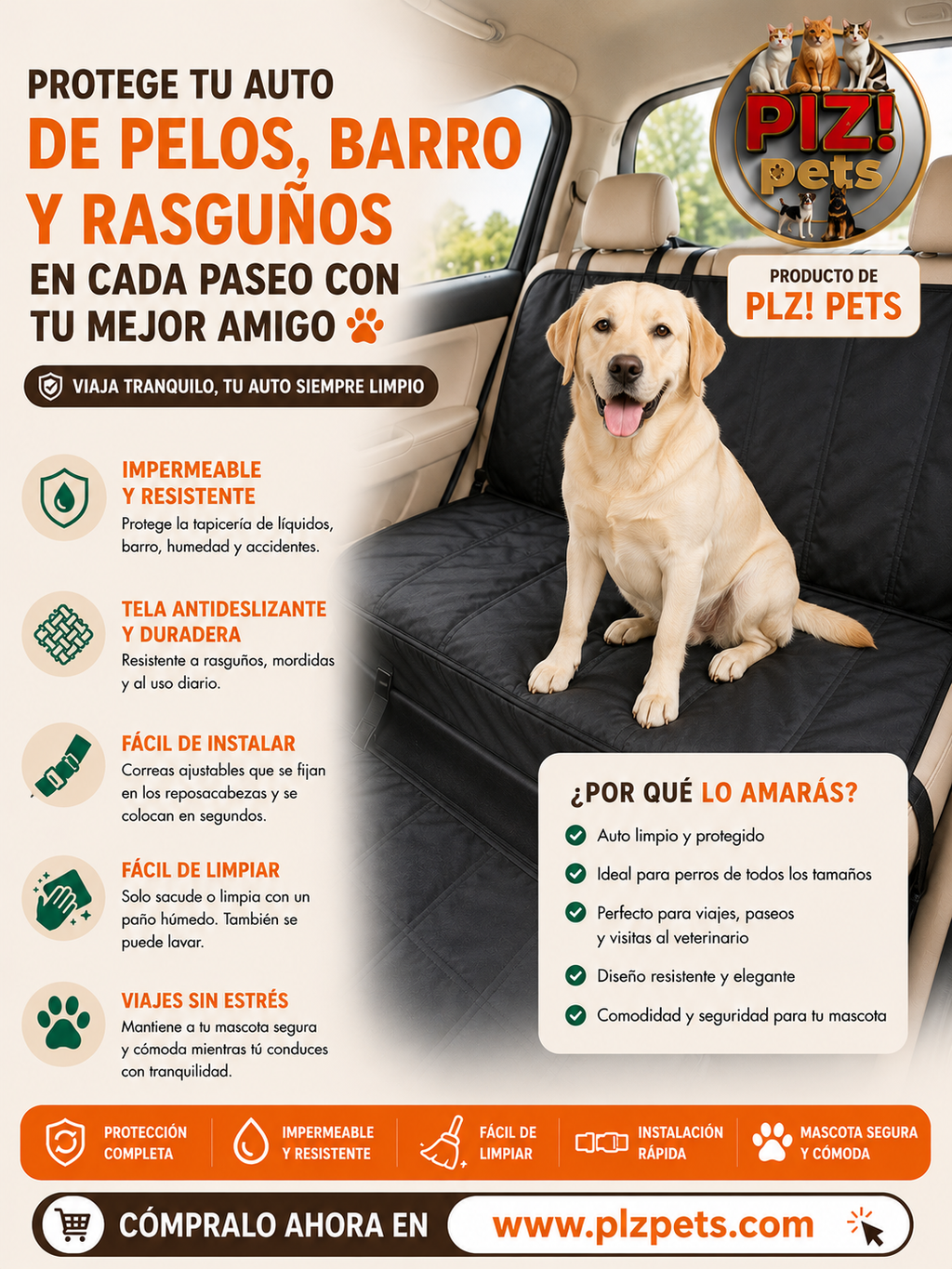 Tapete protector de auto para perros