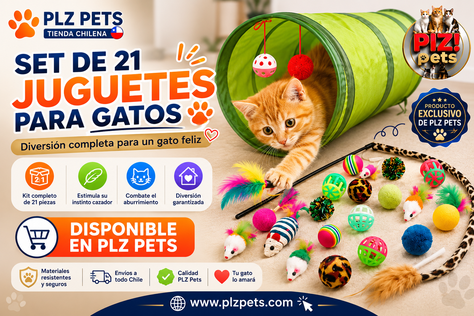 Set de 21 juguetes para gatos