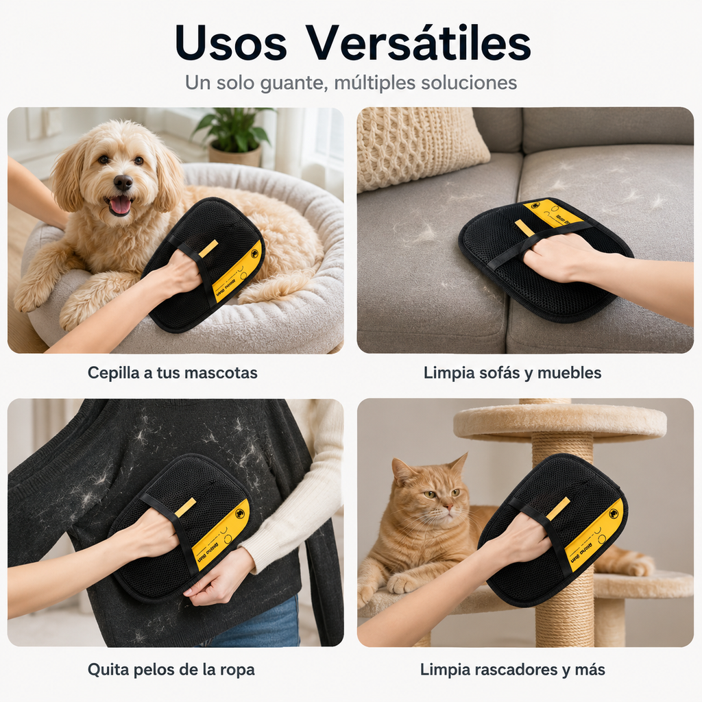 Guante de aseo quita pelos para mascotas