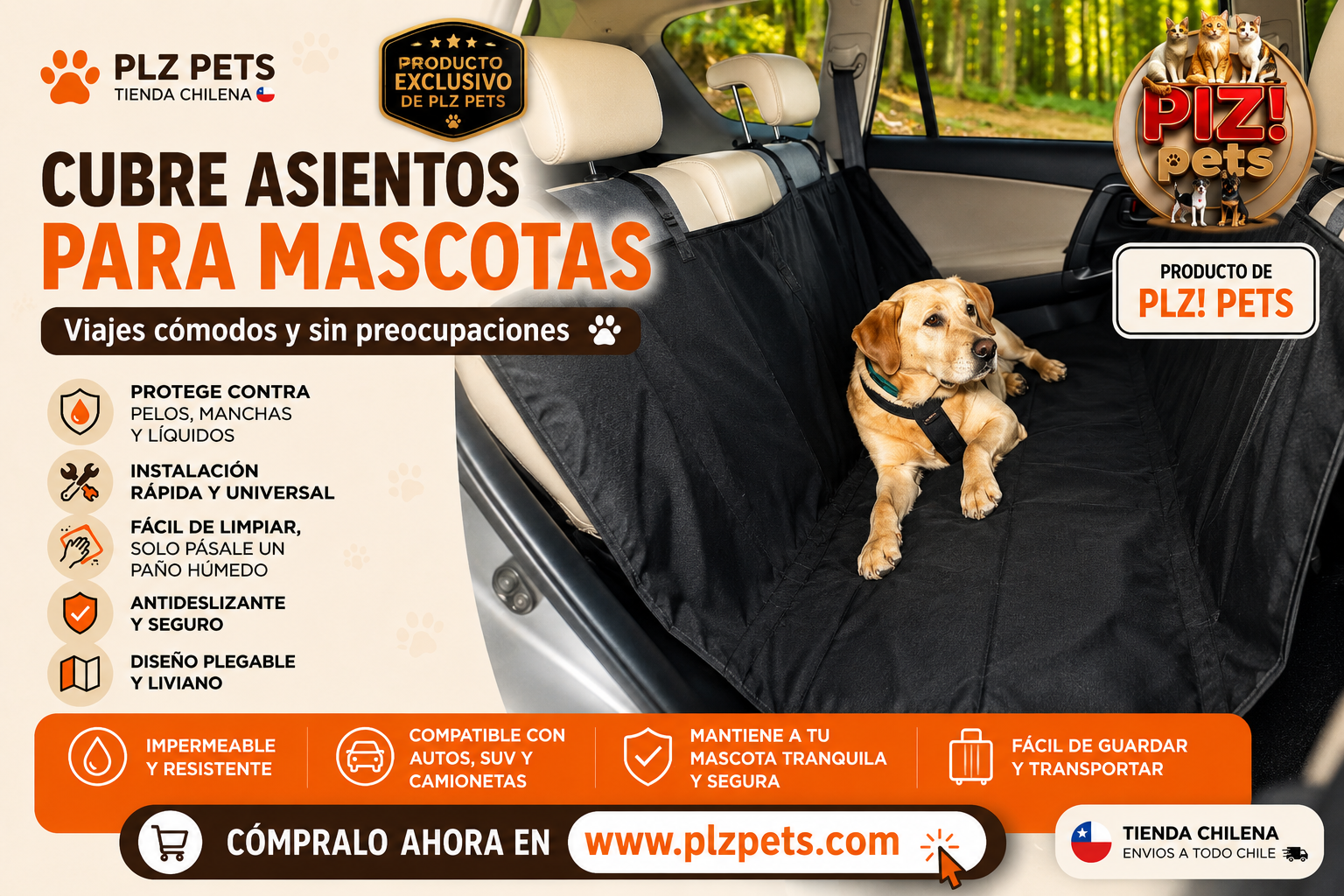 Cubre asientos especial para mascotas
